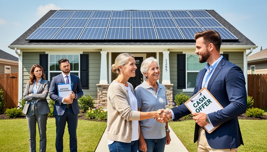 Solar panel installation documents and warranty certificates with house keys on desk